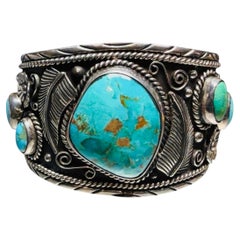Taxco Mexico Sterling Silver Turquoise Cuff