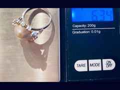 18K White Gold Mabe Pearl and Diamonds Ring