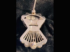 Art Deco Rhodium-Finished Sterling Silver Diamonds and Sapphires Bow Brooch