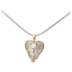 Cobra Pendant Sterling Silver 14k Gold Emeralds Snake Chain