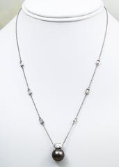 Tahitian Pearl, White Diamond and Gold Necklace