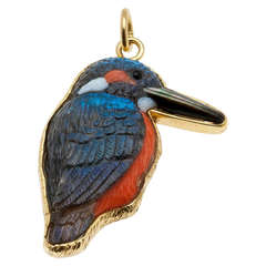 Stunning Hand Carved Kingfisher Pendant