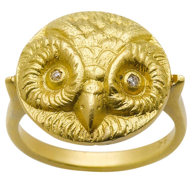 Athena Ring with Diamond Eyes at 1stdibs