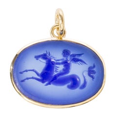 Eros Intaglio Blue Agate Pendant