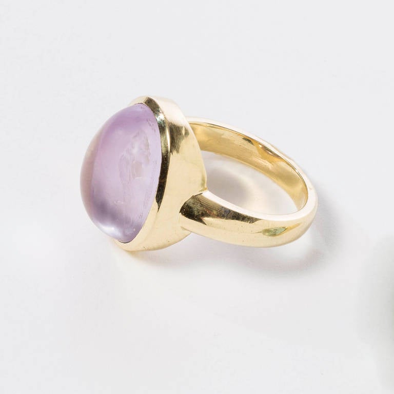 Rose Quartz Lion Intaglio Gold Ring