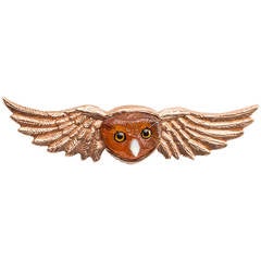 Winged  Tourmaline Owl Pin