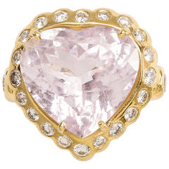 Diamond Morganite Gold Heart Ring