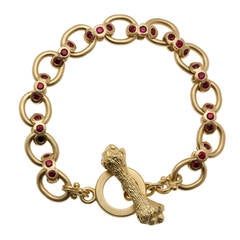 Heavy Reversible Ruby Diamond Gold Bracelet 5