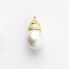 Athena South Sea Pearl Diamond Gold Owl Head Earrings