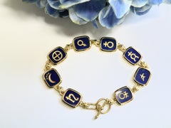 18k link Lapis bracelet with gold Intaglio Aquarius symbols