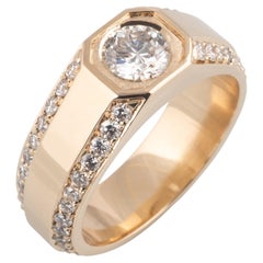 2,04 Karat zurückgewonnener natürlicher Diamant Gelbgold-Signet-Ring für Männer