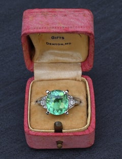 Rare GIA 6.57 Ct Unheated Natural Green Paraiba Tourmaline & Diamond Ring 18K