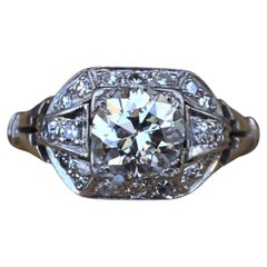 GIA Cert Art Deco Period Platinum 1.18 Carat Diamond Engagement Ring
