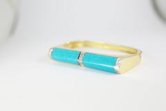 Turquoise and Diamond 18 Karat Gold Cuff
