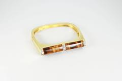 Tiger's Eye and Diamond 18 Karat Gold Cuff