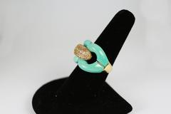Turquoise and Diamond Chain Link Ring