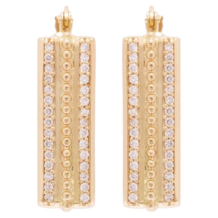 Boucles d'oreilles or jaune 0,30 carat diamant carré en vente