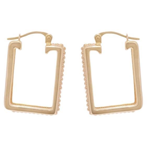 Contemporary 0.30 Carat Diamond Square Hoop Yellow Gold Earrings For Sale