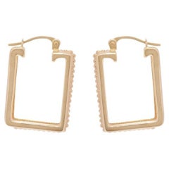 0.30 Carat Diamond Square Hoop Earrings in 14K Yellow Gold