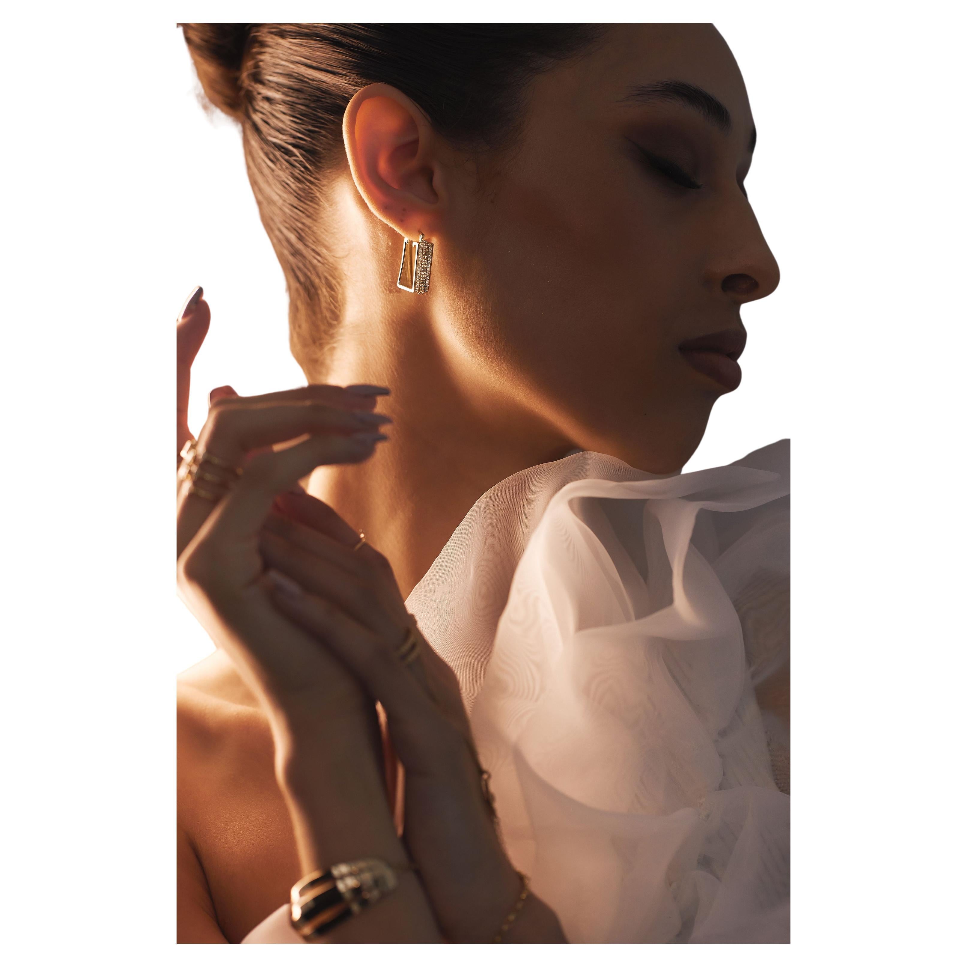 0,30 Karat Diamant Quadratische Creolen aus Gold mit Diamanten im Angebot