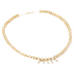 0.72 Carat Diamond and Gold Bead Yellow Gold Necklace