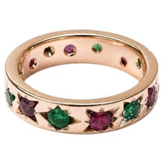 14K Rose Gold Emerald & Ruby Star Setting Ring