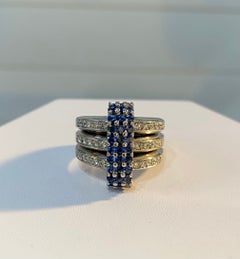 Purple/Blue Sapphire and Diamond 18k White Gold, 1990 Vintage 