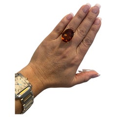 Stunning 22ct Orange Citrine Ring Set in 14k Yellow Gold