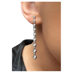 14k White Gold Diamond Bubble Drop Earrings, 'Vintage'