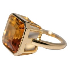 Rare 7.88ct Orange Citrine Pinky Ring, Bezel Set & Handmade in 14k Yellow Gold