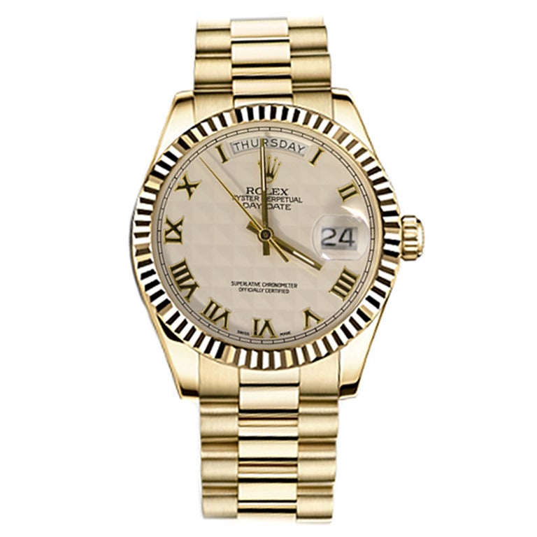 Rolex Yellow Gold Oyster Perpetual Day-Date Chronometer Wristwatch