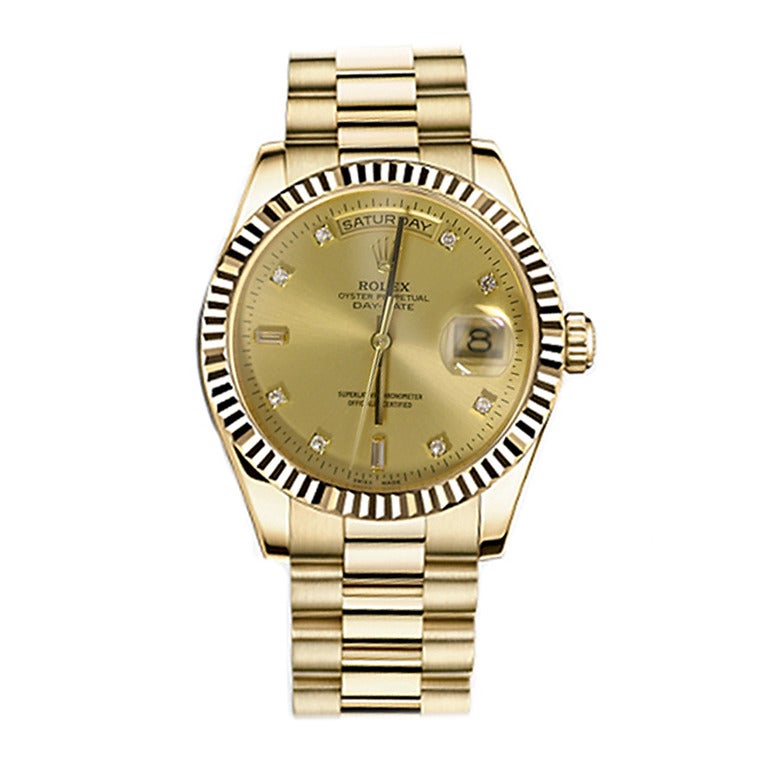 Rolex Yellow Gold Perpetual Day-Date President Wristwatch For Sale