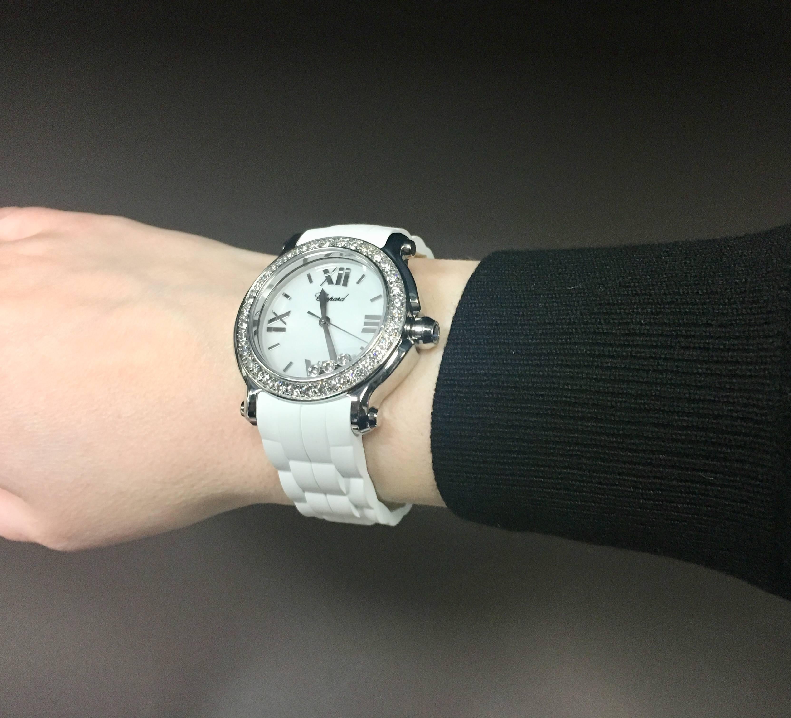Chopard Ladies Stainless Steel Quartz Happy Sport Wristwatch For Sale 3