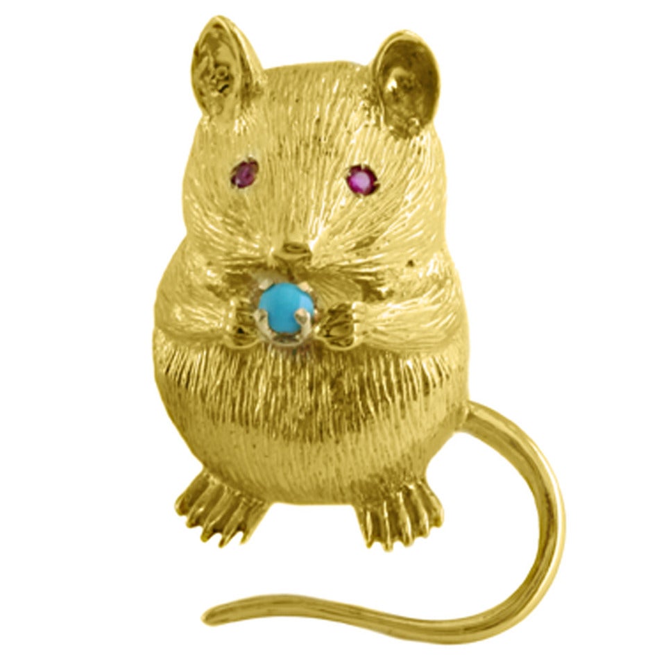 Tiffany & Co. Turquoise Ruby Gold Mouse Pin