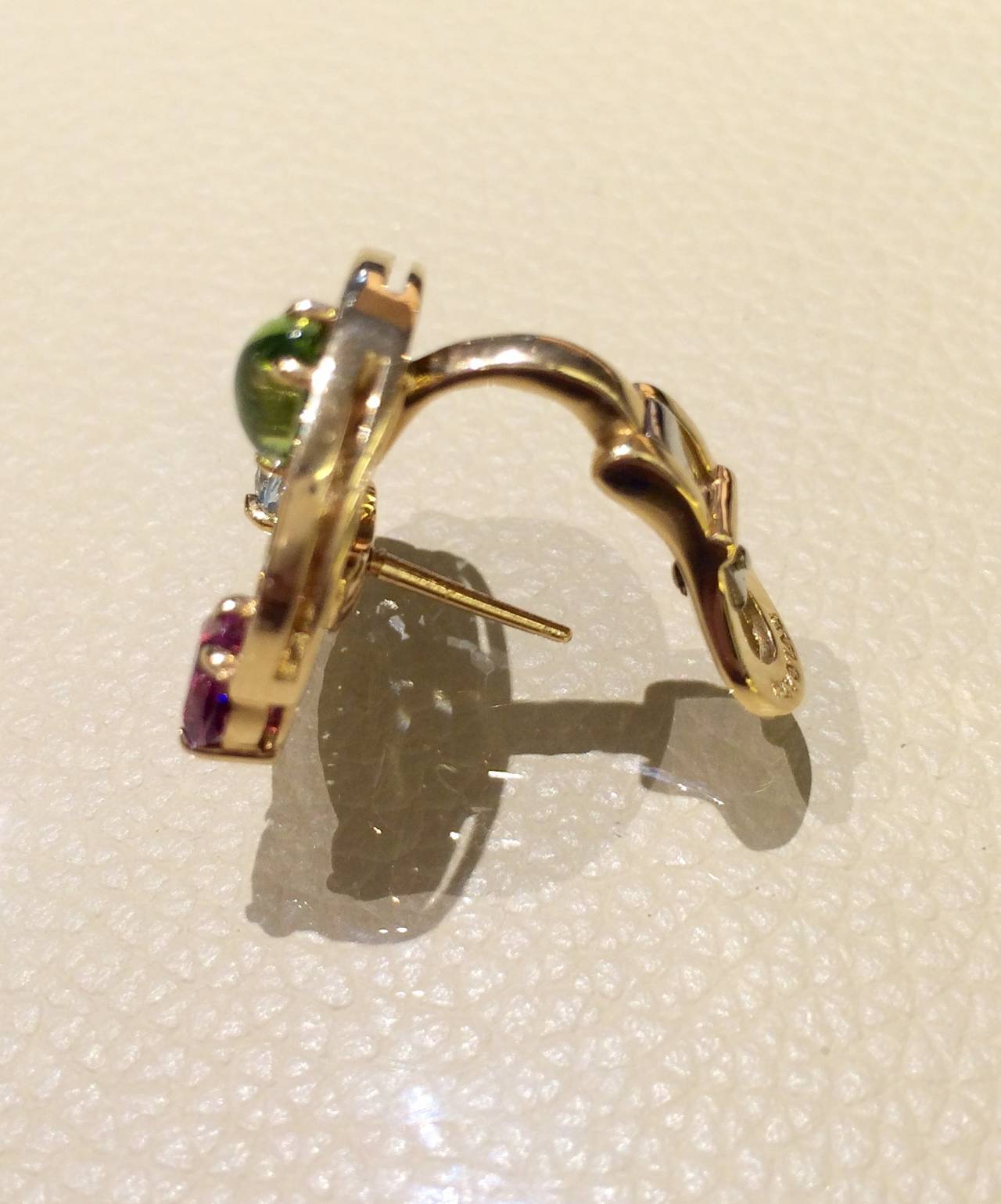 Bulgari Topaz Garnet Peridot Diamond Gold Earrings In Excellent Condition In Ottawa, Ontario