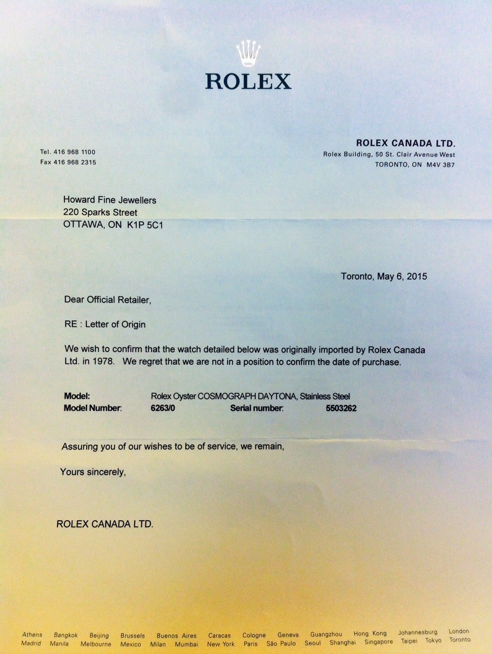 Rolex Oyster Cosmograph "Big Red" Daytona 6263/0 1978