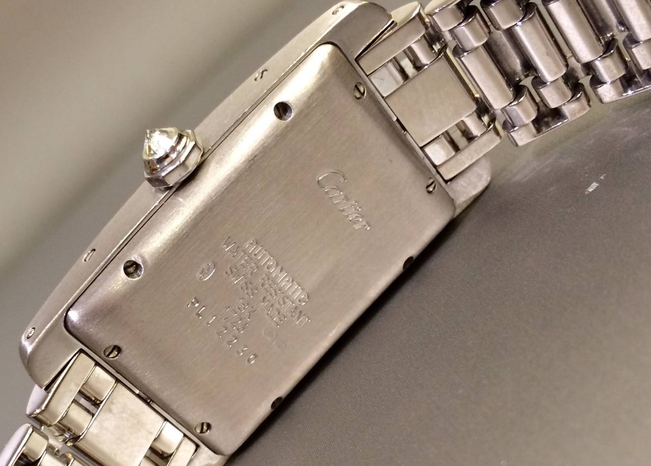 Cartier Lady's White Gold Diamond American Tank Wristwatch In Excellent Condition In Ottawa, Ontario