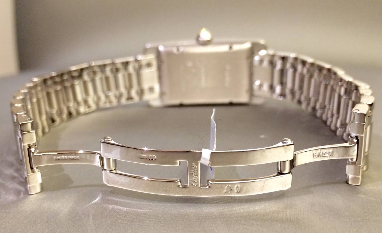Women's Cartier Lady's White Gold Diamond American Tank Wristwatch