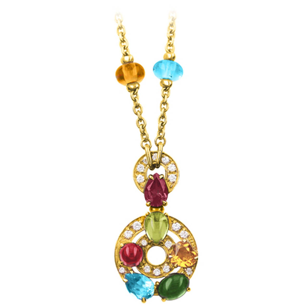 Bulgari Astrale Cerchi Gem Set Diamond Gold Necklace