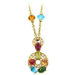 Bulgari Astrale Cerchi Gem Set Diamond Gold Necklace