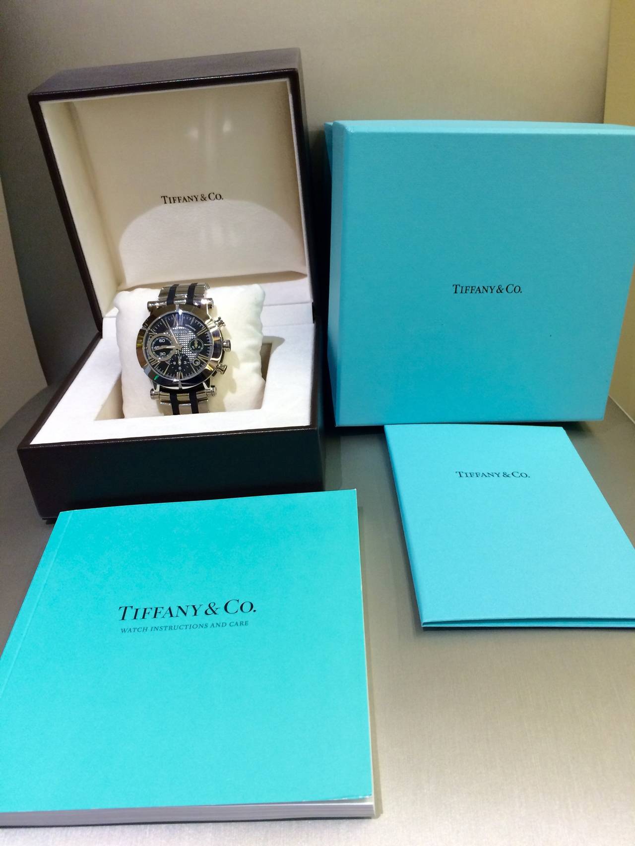 Tiffany Stainless Steel and Rubber Atlas Chronograph Wristwatch with Date, Complete with Box and Instruction Manual. Automatic Movement, T10018829
