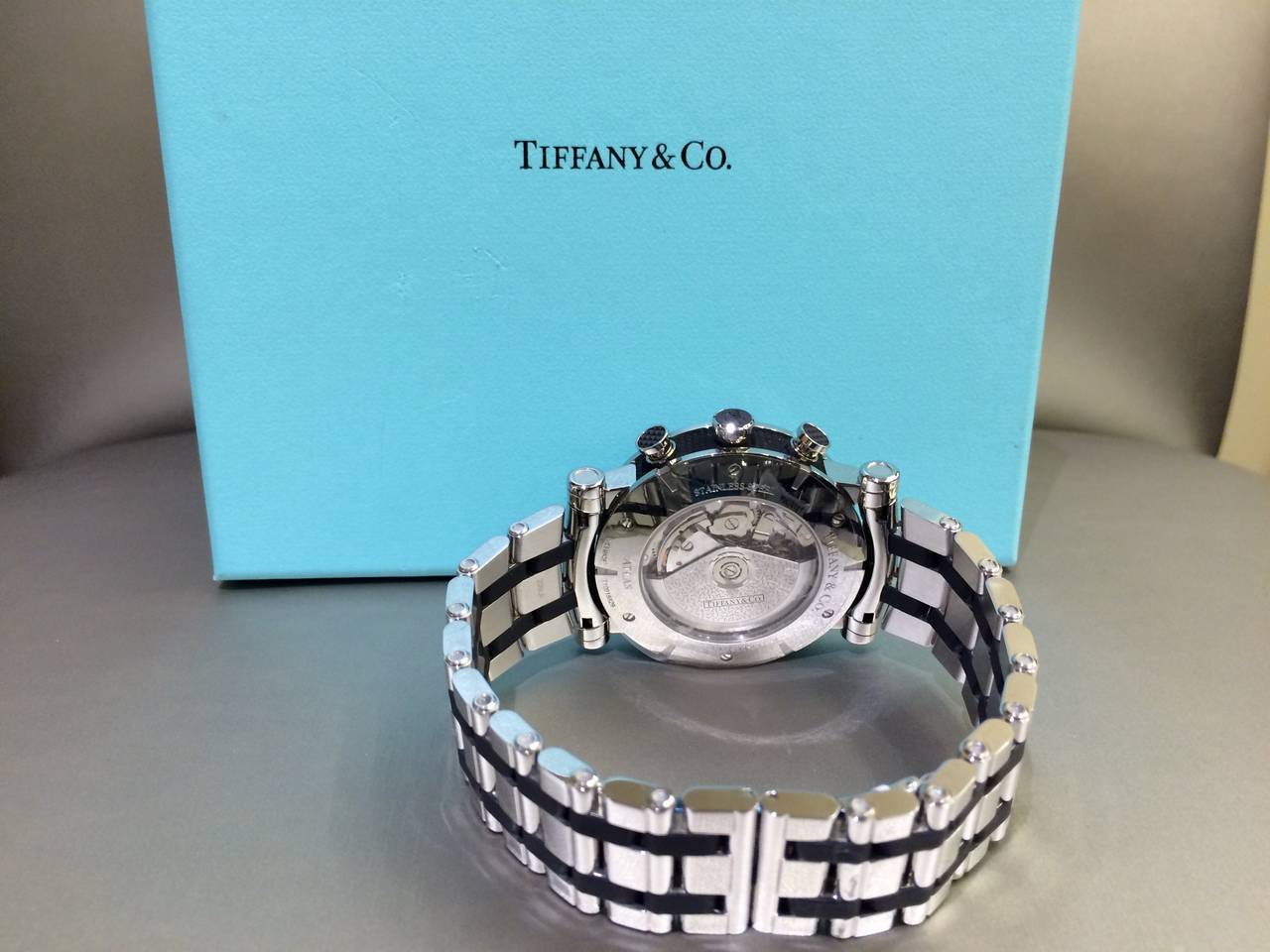 Tiffany & Co. Stainless Steel Rubber Atlas Chronograph Automatic Wristwatch 1