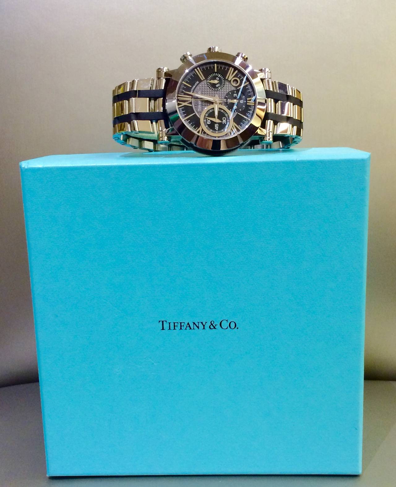 Tiffany & Co. Stainless Steel Rubber Atlas Chronograph Automatic Wristwatch 5