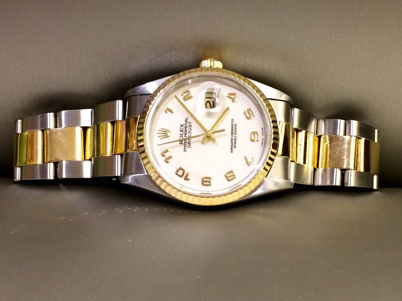 Rolex Oyster Perpetual Datejust Wristwatch Model # 16233  Serial # U554855 Stainless Steel & 18kt Gold, 36mm, Oyster Bracelet, Jubilee Arabic Dial.
