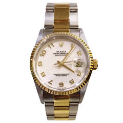 Rolex Yellow Gold Stainless Steel Oyster Perpetual Datejust Wristwatch Ref 16233