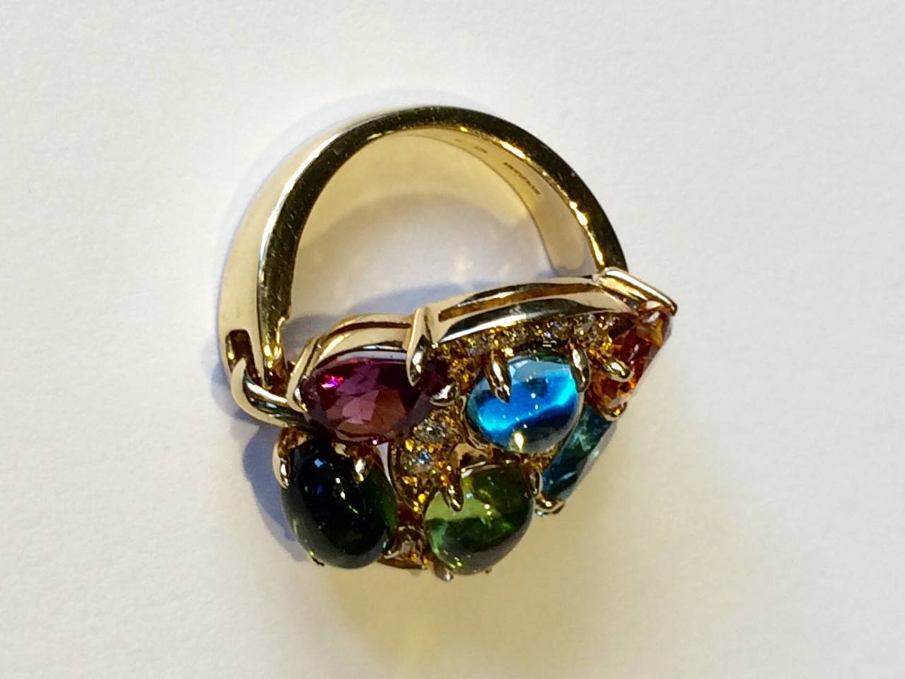 Women's Bulgari Cerchi Multicolored Stone Diamond Gold Cocktail Ring
