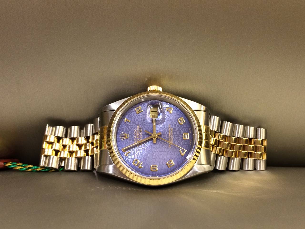 Rolex Datejust Wristwatch, Stainless Steel and 18kt Yellow Gold, 36mm, Jubilee, Blue Dial, Circa 1988, Model # 16233, Serial # R999182