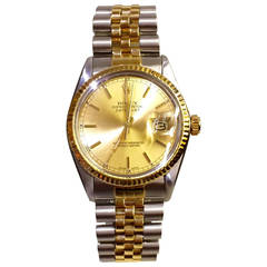 Rolex Yellow Gold Stainless Steel Datejust Wristwatch Ref 16013