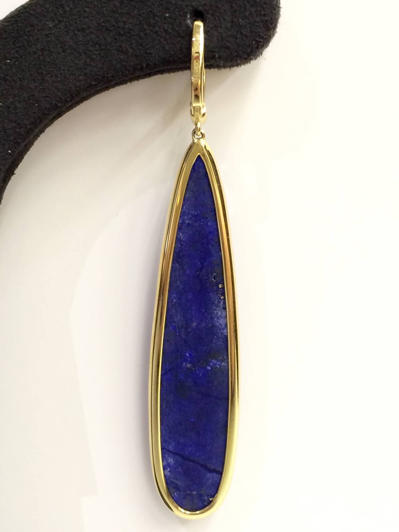 Lapis Diamond Gold Doublet Drop Earrings  In New Condition In Ottawa, Ontario