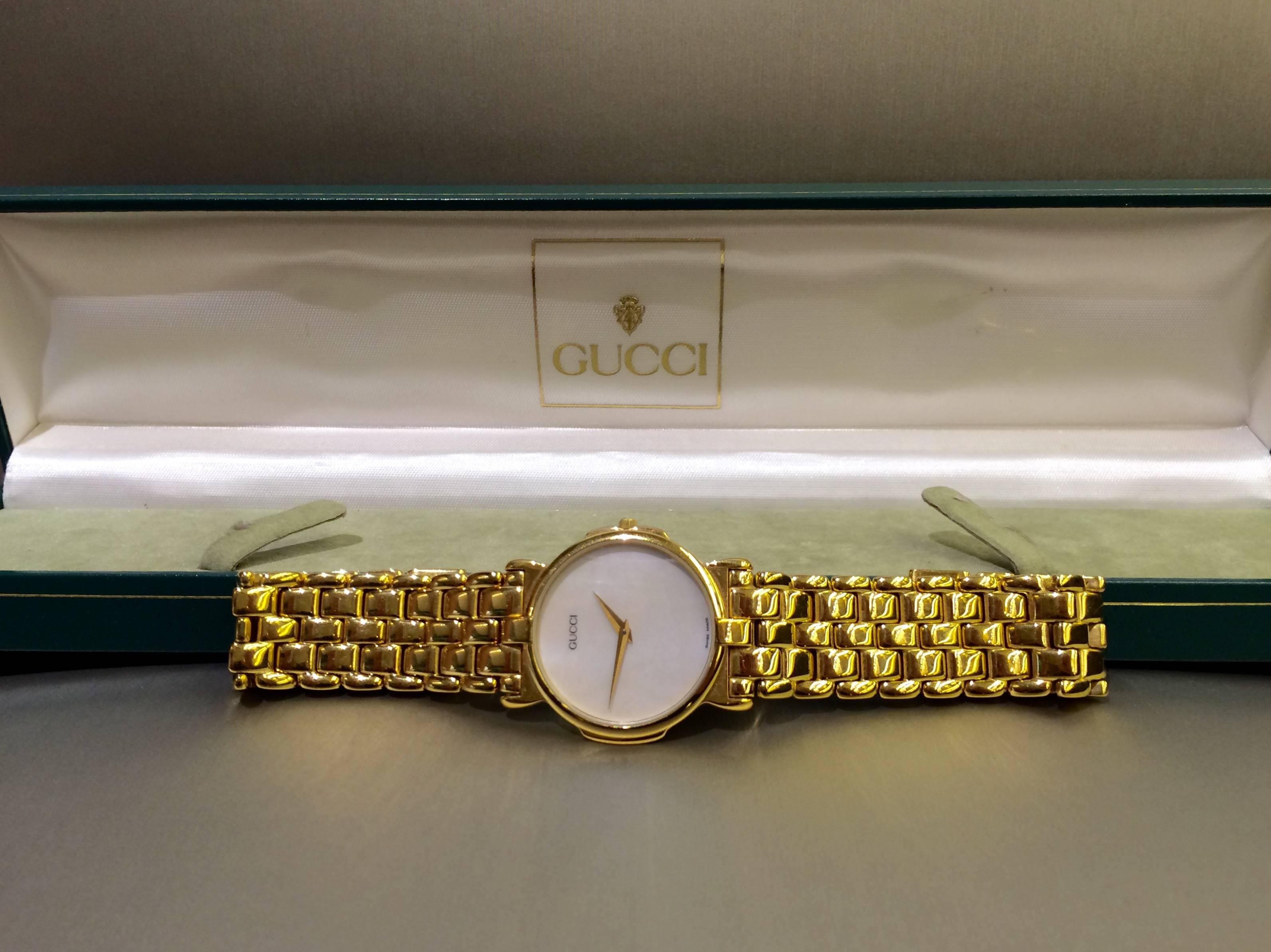 gucci mother of pearl watch vintage